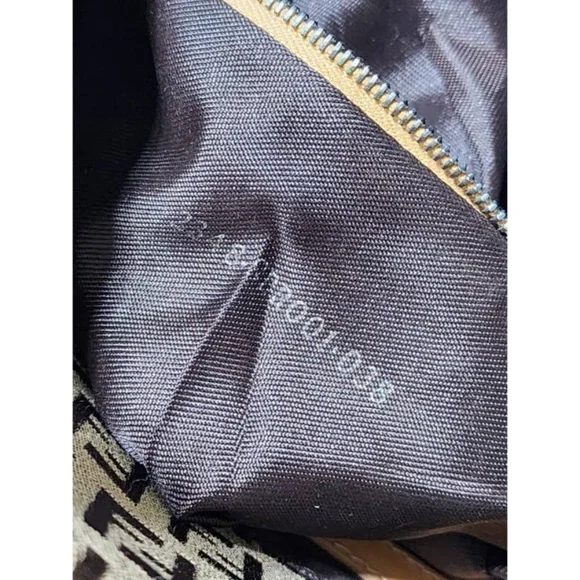 Authentic Fendi Zucchino Canvas Mamma Forever Shoulder Bag Brown/Beige